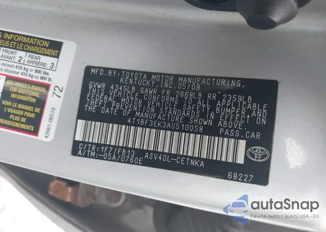 2010 Toyota Camry Le from USA, damaged, VIN 4T1BF3EK3AU510058